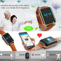 China Factory 2G Senior health care SOS emergency call GPS Watch Tracker with heart rate monitoring Y16