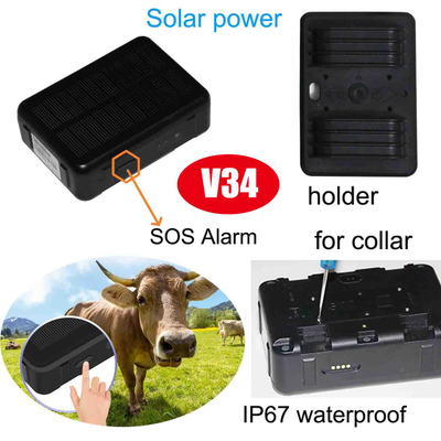 Quality 2G Solar Power GPS Tracking Device for Animals/Cattle with Real Time Google Map Location V34