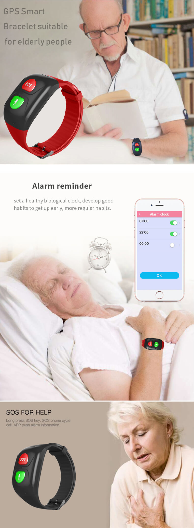 Elderly GPS Wristband Tracking with Heart Rate Monitor Y6h