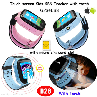 Best GSM Touch Screen 2G Safety Kids GPS Tracking Tracker Watch with SOS for Help for Personal Safety D26