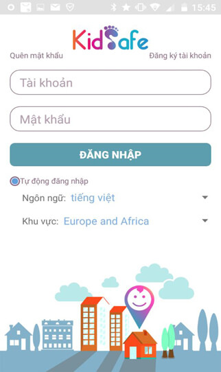 Interfaz de inicio de sesi&oacute;n de la aplicaci&oacute;n KidSafe