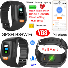 IP67 Waterproof 2G Senior Bracelet tracker GPS with Heart Rate and Blood Pressure Monitor Fall down detection Y6S