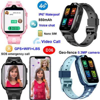 New Developed IP67 Waterproof LTE Long battery Life Kids Child Tracker GPS Smart Watch with Video Call SOS for Emergency Help D36