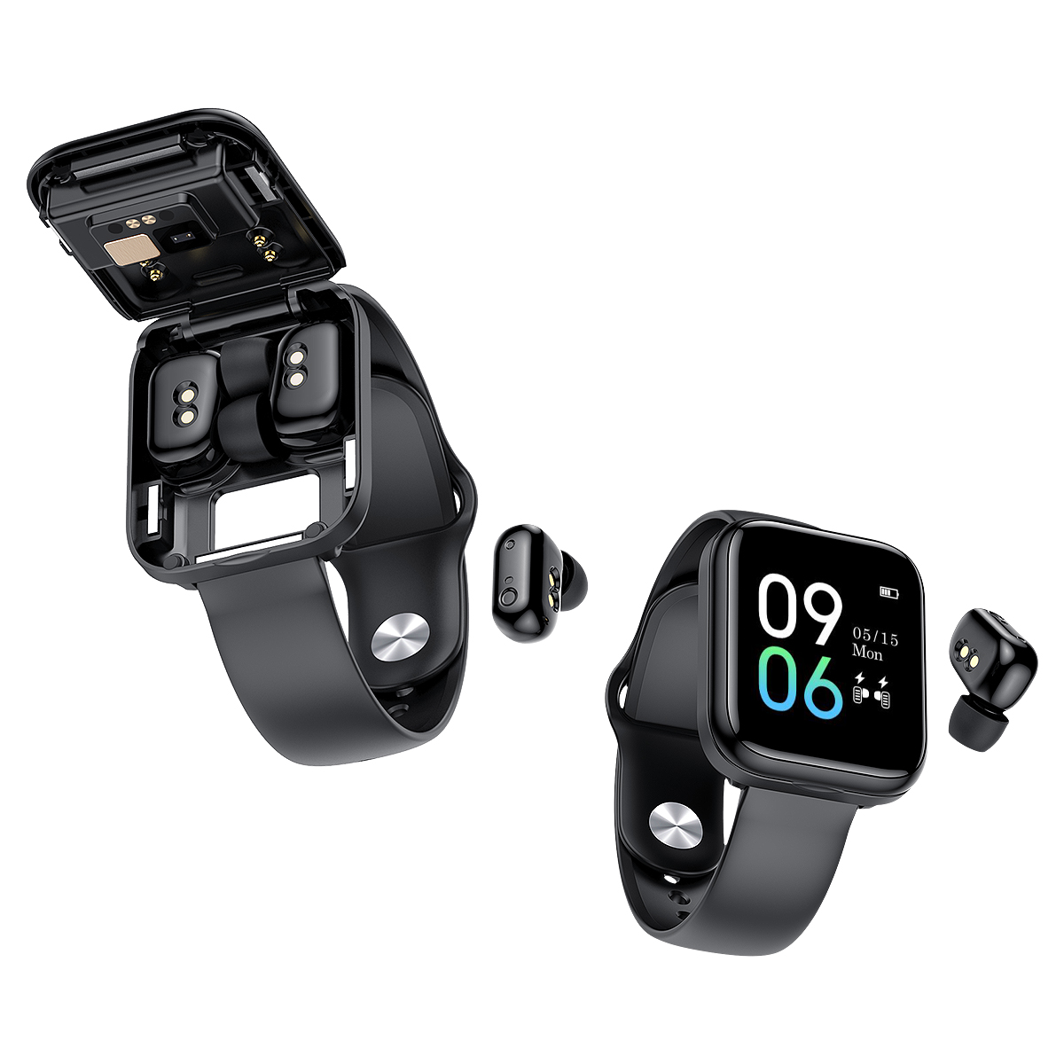 New Design IP67 Waterproof Touch Screen Smart Watch with Earbuds