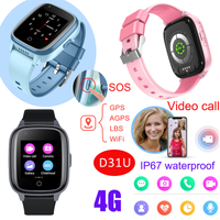 4G/LTE Removal Alarm Alert Magnet Charging Waterproof IP67 Smart security GPS Tracker Watch for Kids with video call D31U 