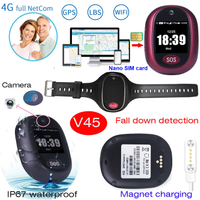 New Developed 4G IP67 Waterproof Personal Senior Mini Gps Tracking Device with Silicon Strap with Remote Snapshot Camera Voice Monitoring Feature V45