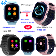 New China Factory IP67 waterproof 4G promotion Gift GPS watch with Live Map monitor Two way video call for Teen Child Kids Y49