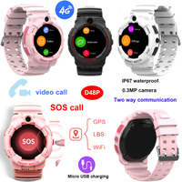4G IP67 Waterproof One Touch SOS Call round screen Smart Watch GPS Tracker for Kids with History Track Playback video call D48P