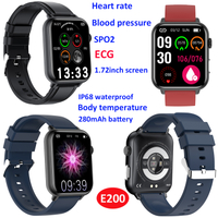 Body Temperature IP68 waterproof ECG Smartwatch 