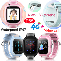2020 4G IP67 Waterproof New Developed Fashionable Kids GPS Tracker watch with Video call D55