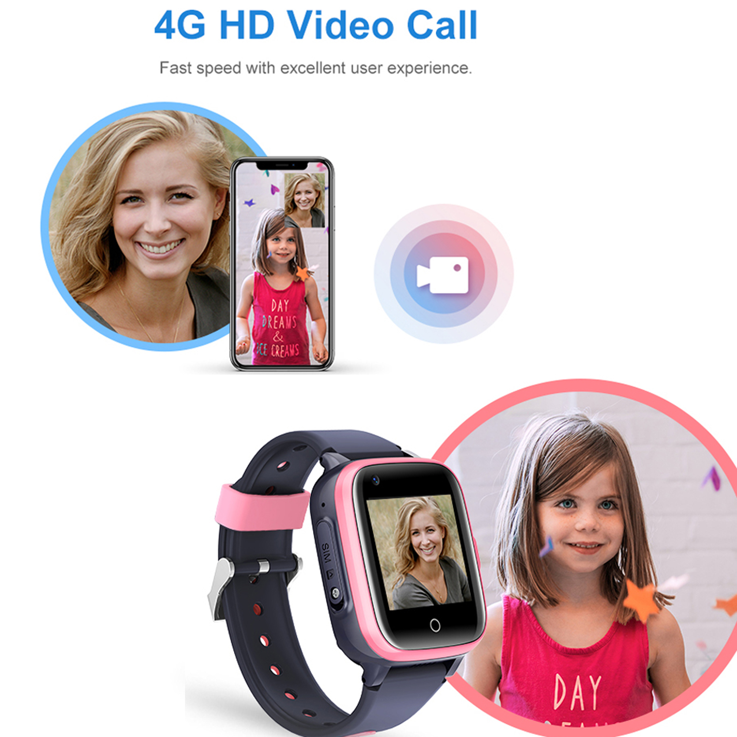 2022 New LTE WiFi Video Call Waterproof SOS Kids GPS Smart Watch 