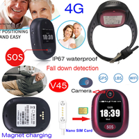 New Arrival IP67 Waterproof 4G personal portable accurate tiny GPS tracker for Elderly with HD Camera Talking Clock V45 