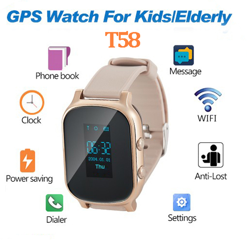 New Arrival Adult 2G Real Time Google Map Location Accurate GPS Tracking Watch with Free App Alarm Alert T58