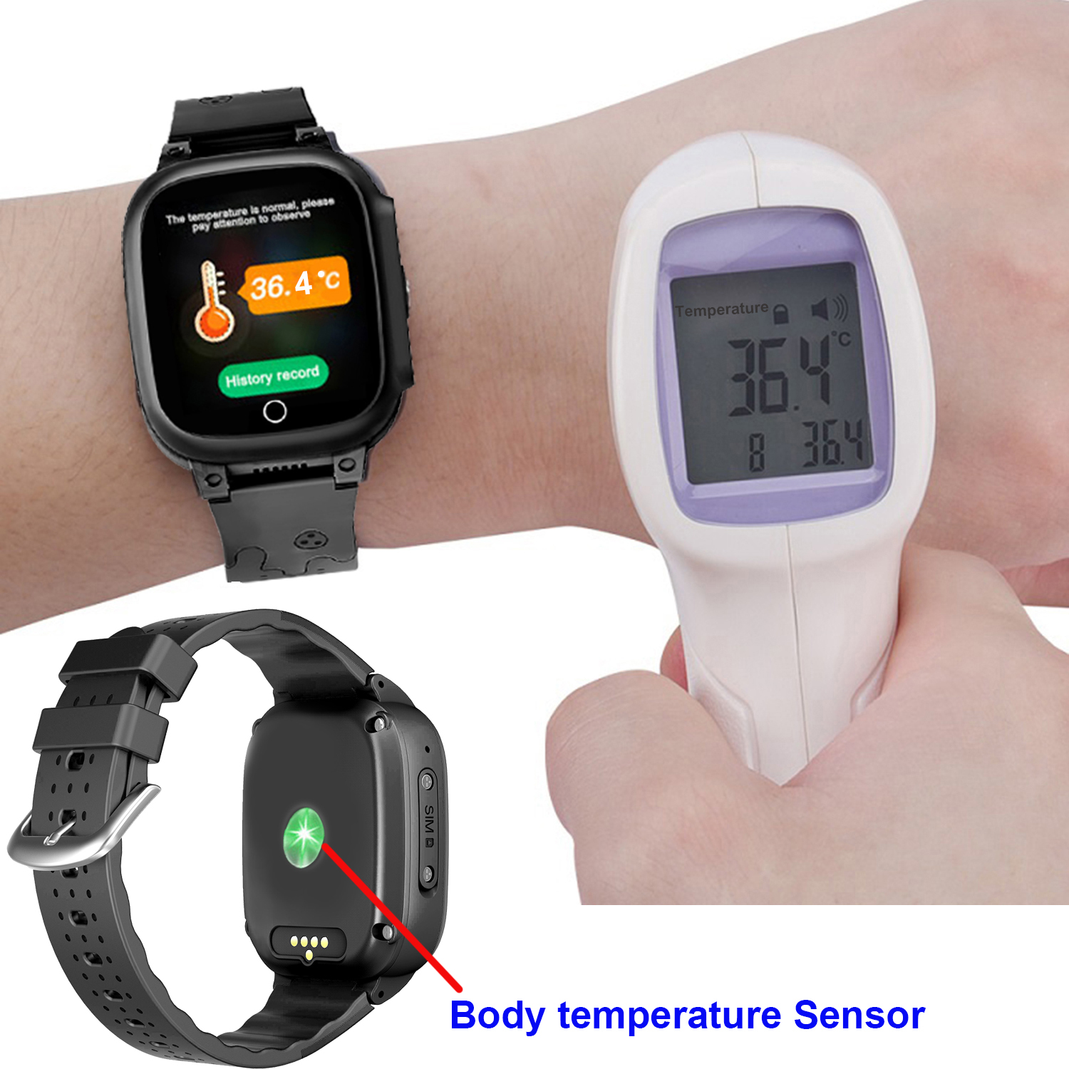 IP67 Waterproof safety 4G GPS Senior Smart Tracker Watch with Thermometer D51S