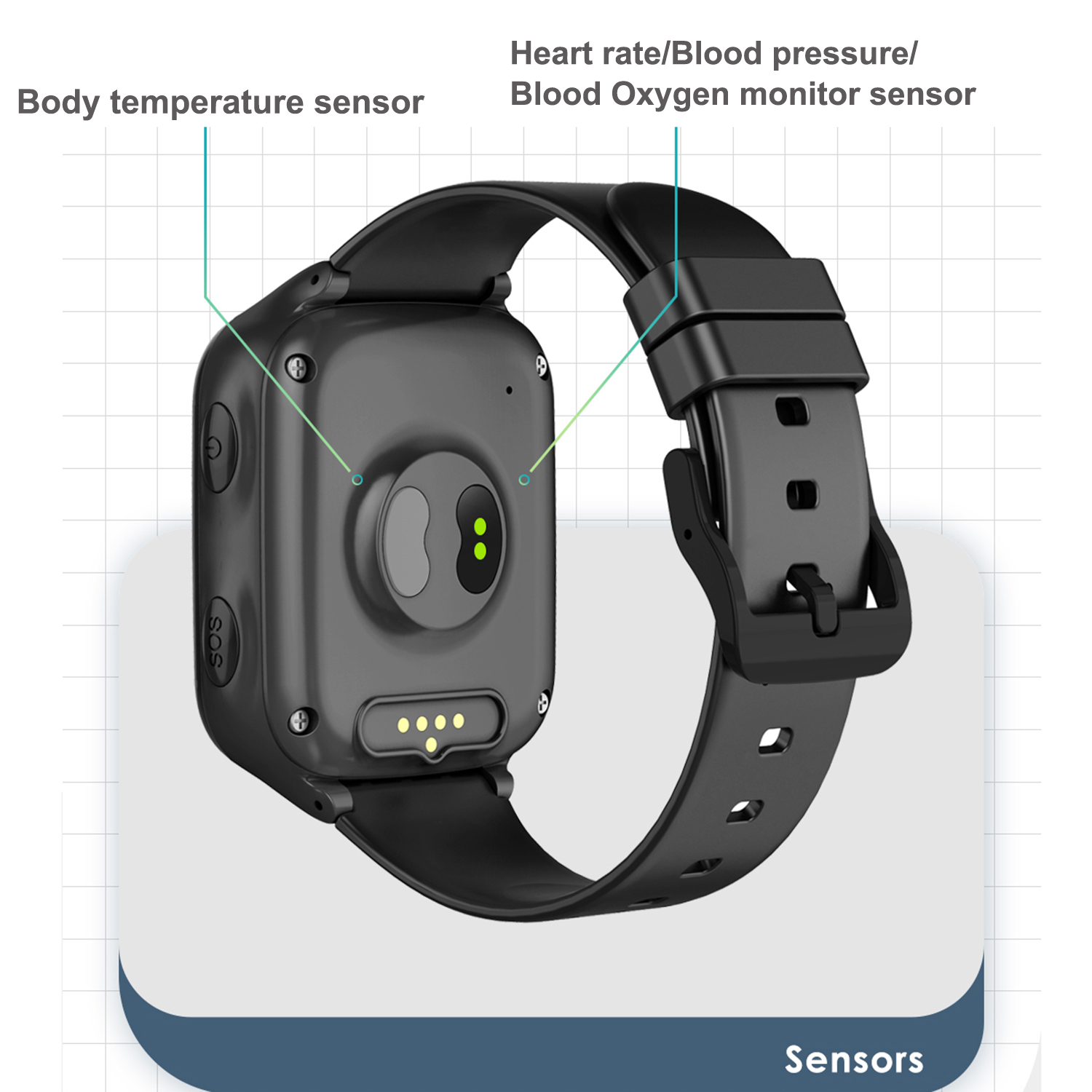 Latest 4G network Video call IP67 water resistance senior healthcare Wearable GPS Tracker with accurate positioning heart rate body temperature D44
