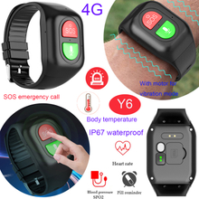IP67 waterproof 4G GPS Tracker Bracelet with HR BP Thermometer