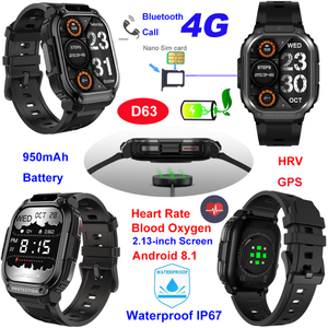 4G Chine usine IP67 &eacute;tanche mobile intelligent GPS Bluetooth montre D63