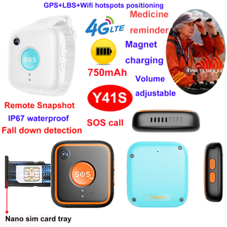 Mini traceur GPS intelligent avec cam&eacute;ra frontale, alarme personnelle d'urgence Y41S