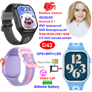 Детские часы с GPS-трекером 4G, HD-камерой и изогнутым экраном D43