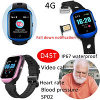 2022 4G New GPS Eldery healthcare Smart GPS Tracker Watch with video call heart rate blood pressure SPO2 fall down detection D45T