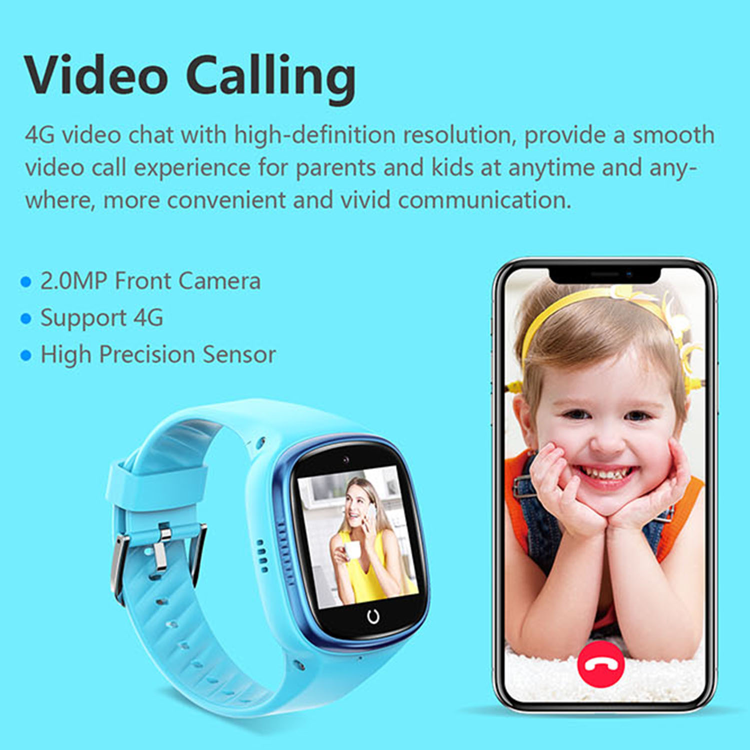 Fashion LTE IP67 Waterproof Video Call Student safety GPS Tracker Watch 