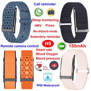  Pulsera sin pantalla bluetooth elegante de resistencia al agua IP68 con frecuencia card&iacute;aca BP SPO2 H9
