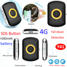 4G IP67 Waterproof Long Battery Life Fall Down Alert GPS Tracking Device with SOS Button for Emergency Help Y41