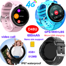 Fashion LTE IP67 Waterproof Round Screen SOS Precise GPS Video Call WiFi Tracking Smart Watch GPS Tracker with Geo-fence D48U
