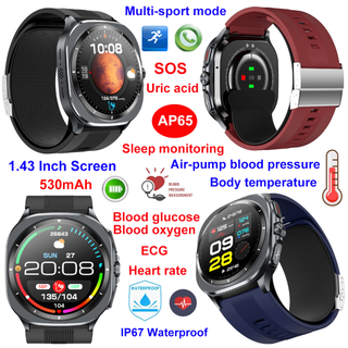  Pulseira inteligente &agrave; prova d'&aacute;gua IP67 com bomba de ar com monitoramento ECG HR BP SPO2 AP65