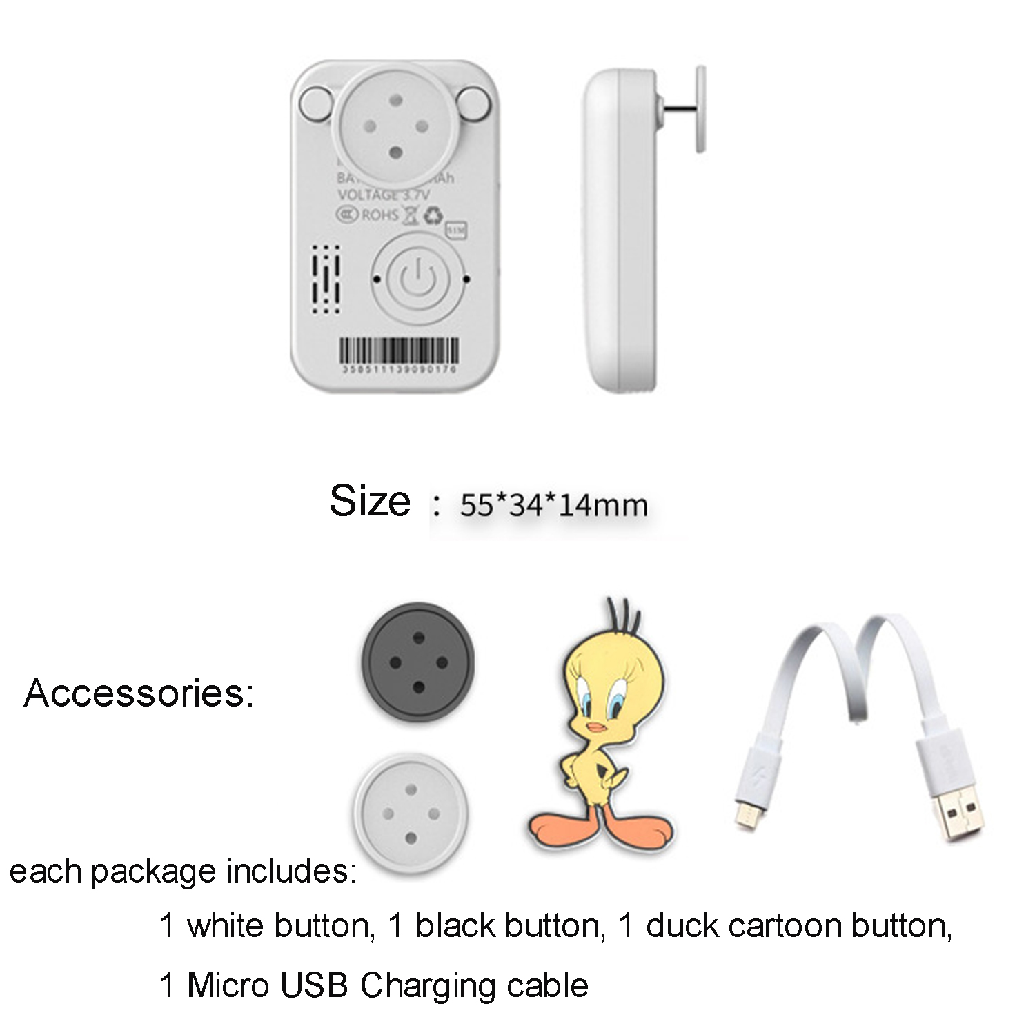 2G IP67 Waterproof Hidden GPS Tracker with Button Pin for Kids 