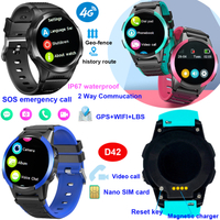 China manufacturer new launched 4G Hot Selling Video Call IP67 Water Resistance Kids Students security GPS Tracker Watch for birthday Gift D42